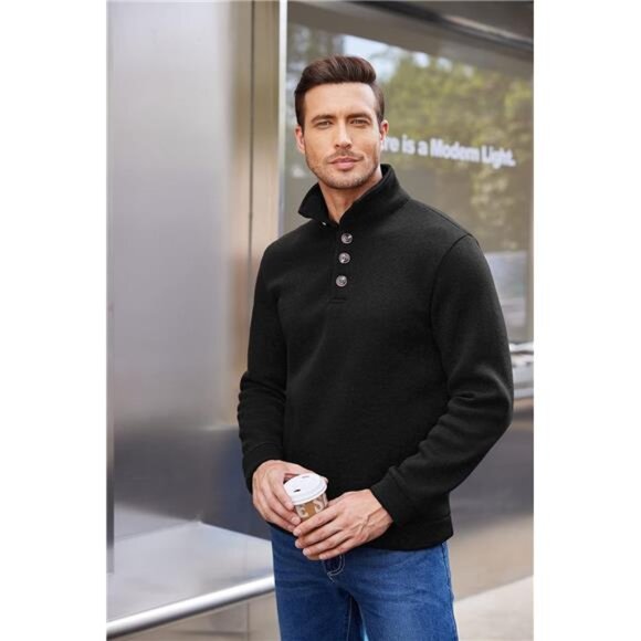Mens Pullover Sweater Slim Fit Knitted Thermal Long Sleeve Casual Shawl Collar - Picture 3 of 7